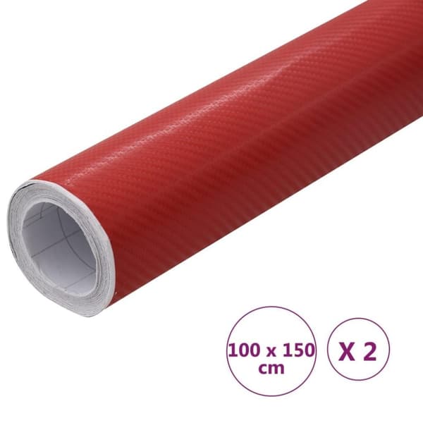 vidaXL bilfolier 2 stk. 100x150 cm 4D rød