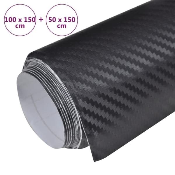 vidaXL Bilfolier 2 stk 3D svart 100x150 cm+50x150 cm