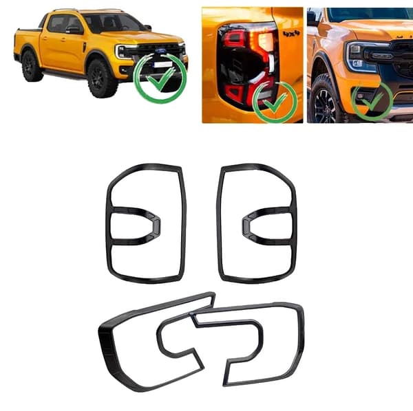 Mattsvarta trimöverdrag, enkel installation, passar Ford Ranger 2023+,Typ 1