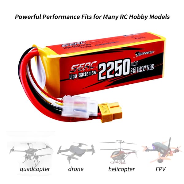 Lipo batteri, 11,1V, 2250mAh