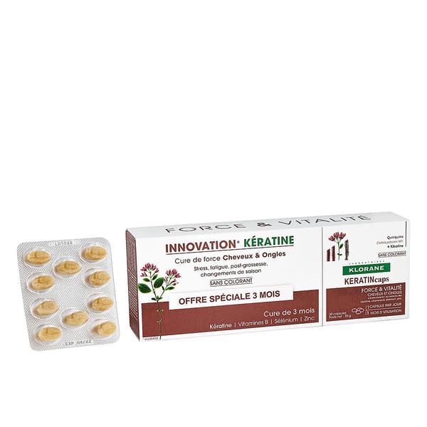 KERATINCAPS capsules to strengthen and revitalize hair pack 3 x 30 capsules