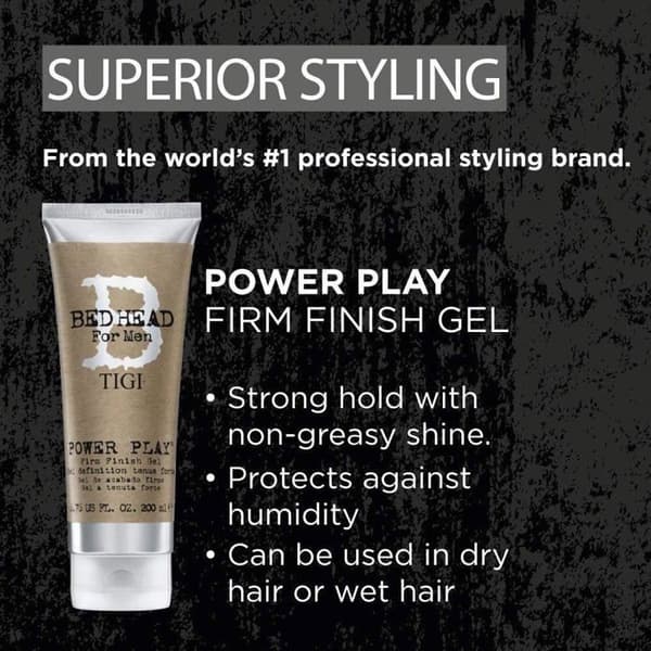 Vax - pasta - stylinggel - fixeringsgel - stylingmjölk Tigi - 140554 - Bed Head Power Play Firm Finish Gel 200 ml
