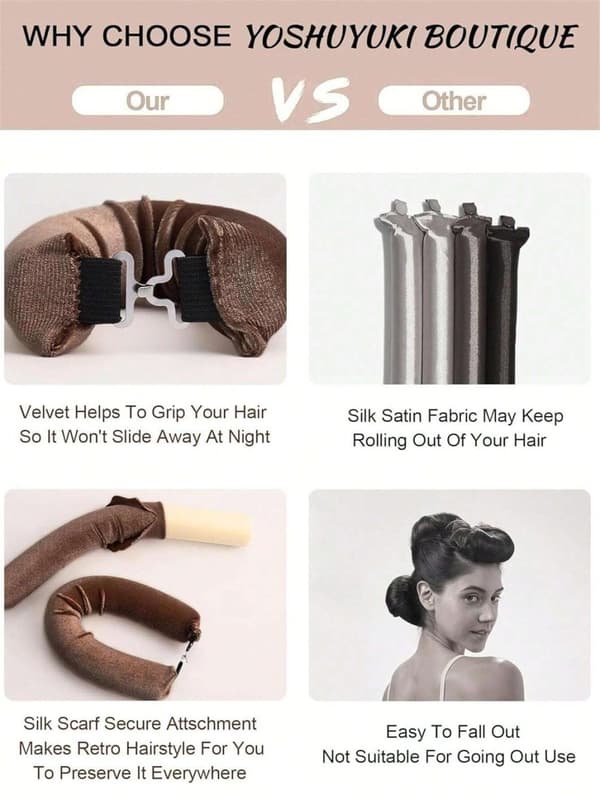 3 kpl Heatless Hair Curlers - Hiusrullat kihartamaan hiukset ilman lämpöä