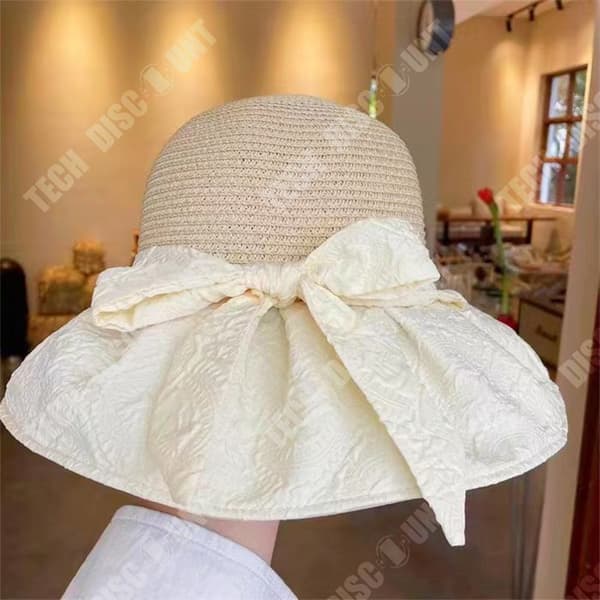 TD® Solhatt sommarmode solskyddshatt UV-temperament mångsidig bowknot stråhatt för kvinnor
