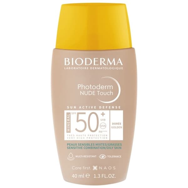 Solscreme - Bioderma - Photoderm Nude Touch - SPF50 - Toned Medium - Følsom Hud