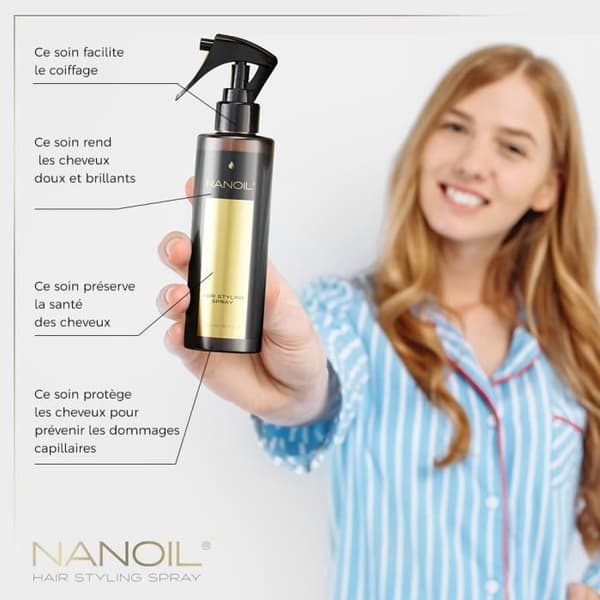 Spraybehandling utformad för att underlätta styling Nanoil Hair Styling Spray 200ml - Hair Styling Spray Treatment