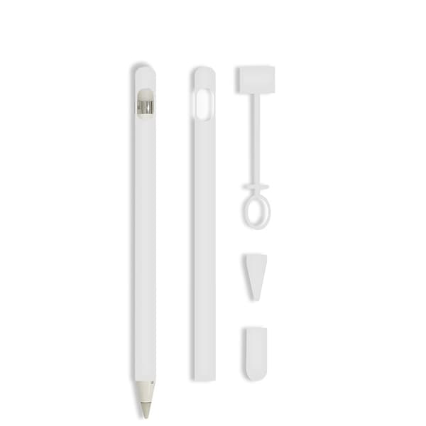 INF 4-delt silikonbeskyttelsesveskesett for Apple Pencil Hvit