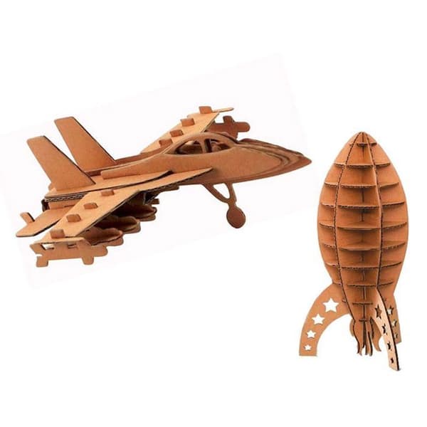 2 kartongmodeller att montera - plan &amp; raket