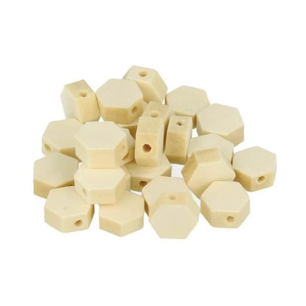 Träkulor - ARTEMIO - Hexagonala - 10x4,7mm - Brun - Förpackning med 25 stycken