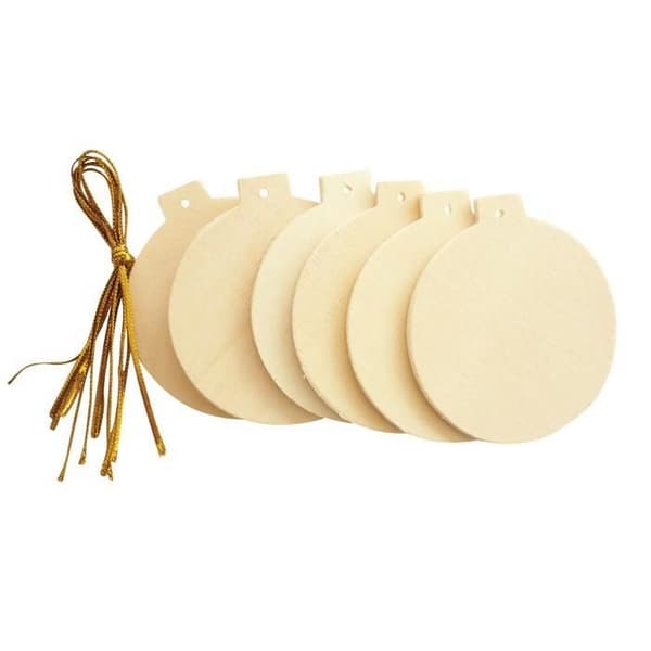 Träkulor - Att dekorera - 60 mm - Set med 6 - Guldsnören medföljer - Blandat