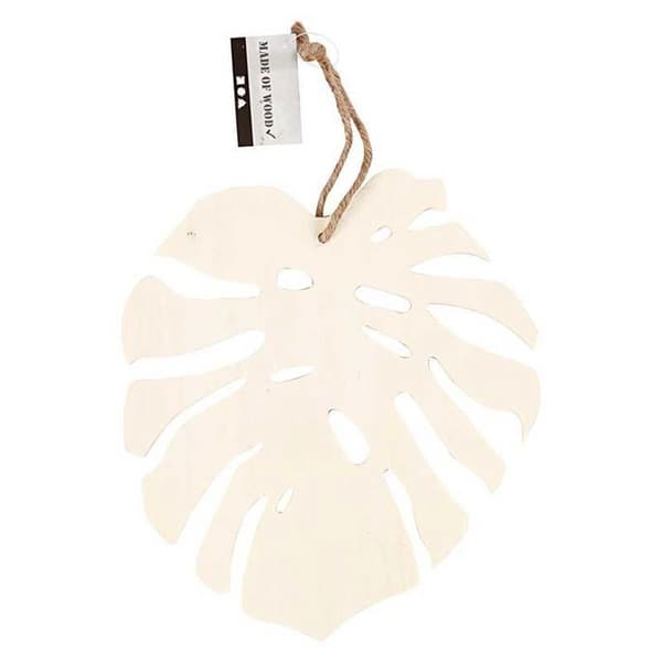 Stöddekoration - Monstera - 19 x 20 cm - Trä - Brun - Unisex