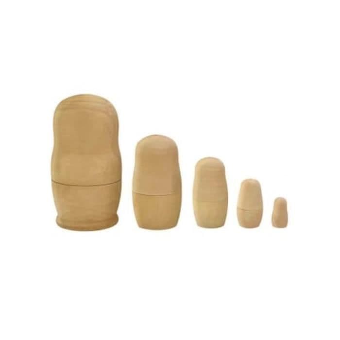 Set med 5 matryoshkas i trä för att dekorera "Rico Design"