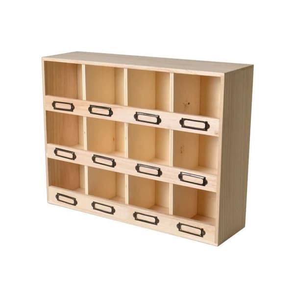 Förvaringslåda - Artémio - 12 lådor - Trä - Beige - Blandat