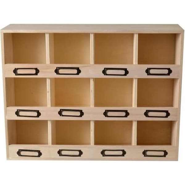 Förvaringslåda - Artémio - 12 lådor - Trä - Beige - Blandat