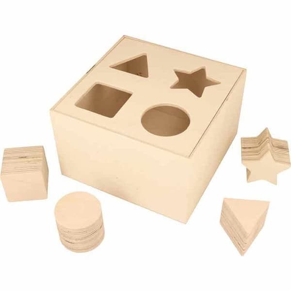 Dekorativ aktivitetskubb - Trä - 10x16x16 cm - Beige - Unisex - Vuxen