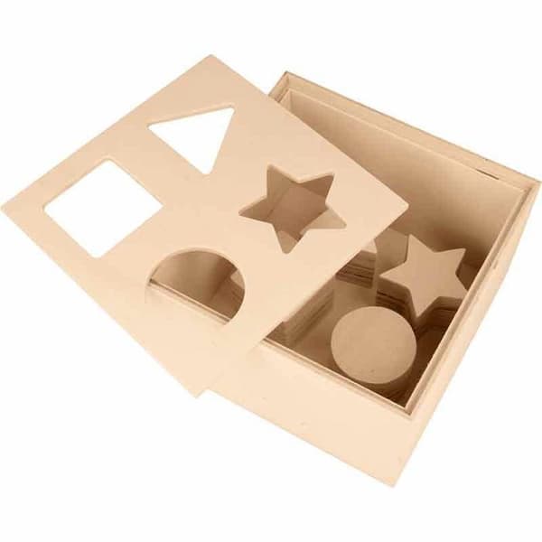 Dekorativ aktivitetskubb - Trä - 10x16x16 cm - Beige - Unisex - Vuxen