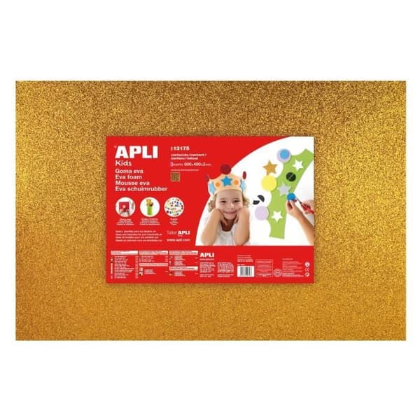 EVA gummiskum 40x60 cm - Glitter guld - APLI AGIPA