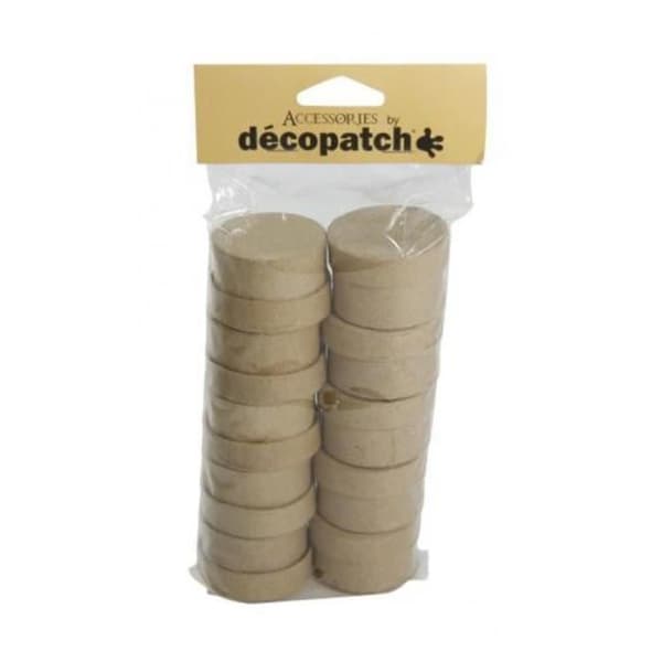 Runda pappersmachéaskar - Decopatch - 5x3 cm - Set om 10 - Beige - Dekorerbar