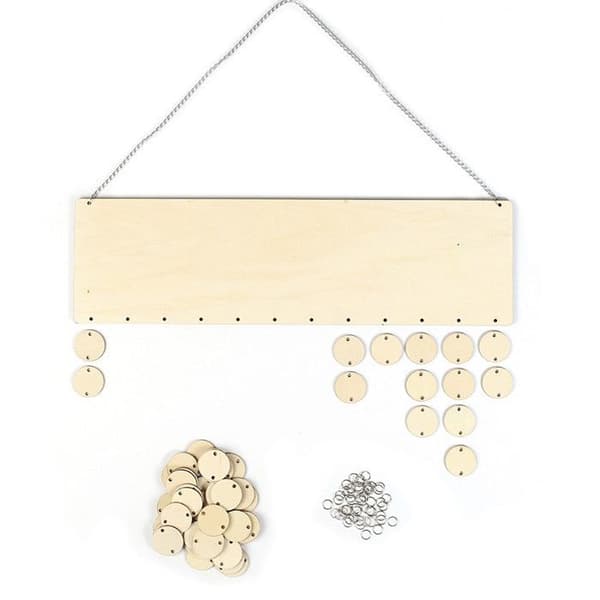 Evig födelsedagskalender i trä att dekorera - 42 x 12 cm