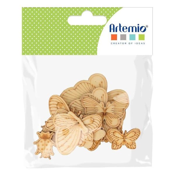 Träsilhuetter - Artemio - My Essential - 21 insekter - Färger blå, vit, beige