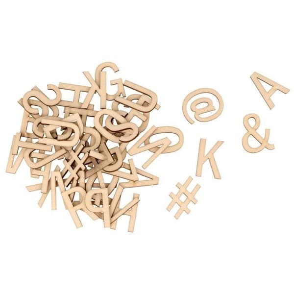 Träbokstäver och symboler - ARTEMIO - Set med 136 st - Vit - Barn - Blandat