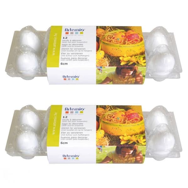 24 vita plastpåskägg att dekorera