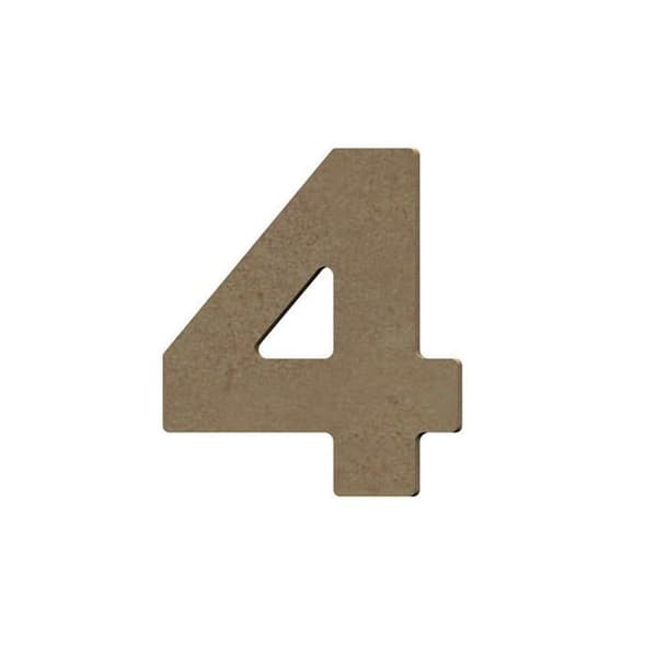 Nummer 4 i MDF-trä för att dekorera - 8 cm