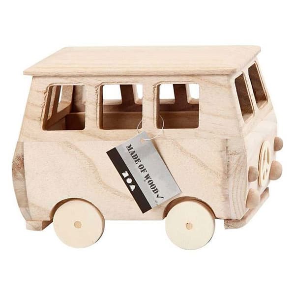 Mini-buss i trä att dekorera - Ej specificerat - 17 x 10 x 13 cm - Brun - För vuxna - Blandat