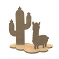 Miniatyrbild 1 av 2: 3D dekoration i MDF trä - Lama och kaktus