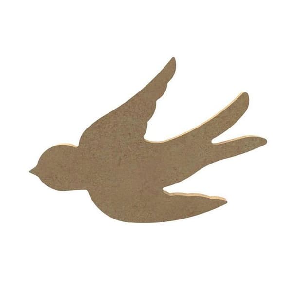 3 MDF trä svalor att dekorera - 15 cm