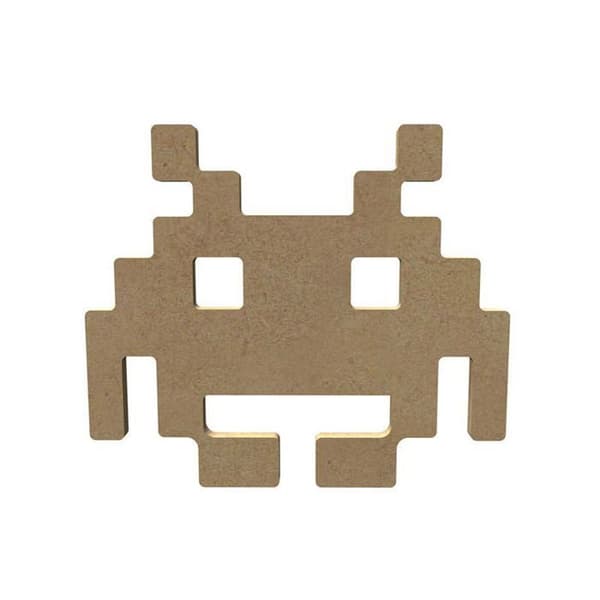 Utomjordisk space invader i MDF-trä för att dekorera - 15 cm