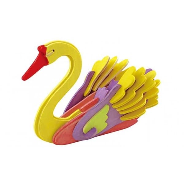 Swan - träsats att måla - 4 krukor med färg och en pensel ingår - 16x8,5x11,5 cm - från 6 år Robotime