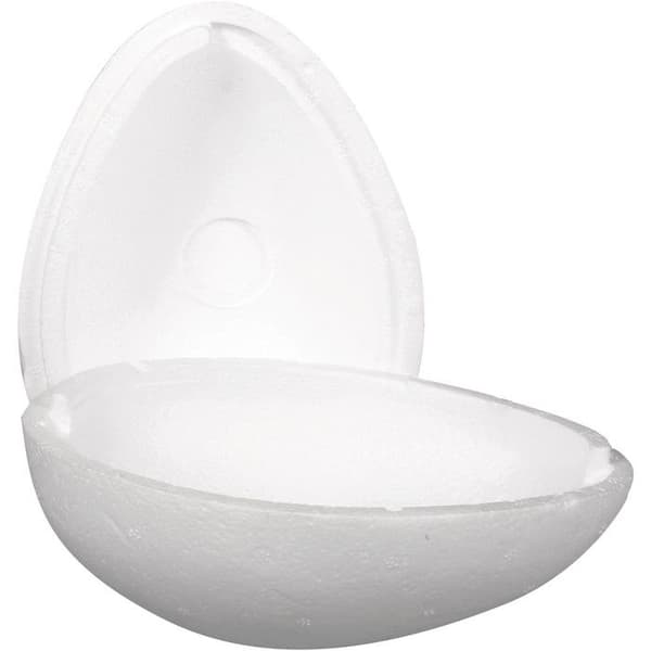 Ihåligt polystyrenägg 15 cm 2 halvklot - Vit polystyren