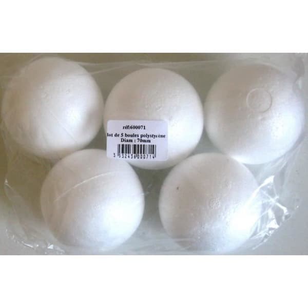 Polystyrenebollar - Graine Créative - 70mm - 5-pack - Ideal för dekoration - Utvecklar fantasin