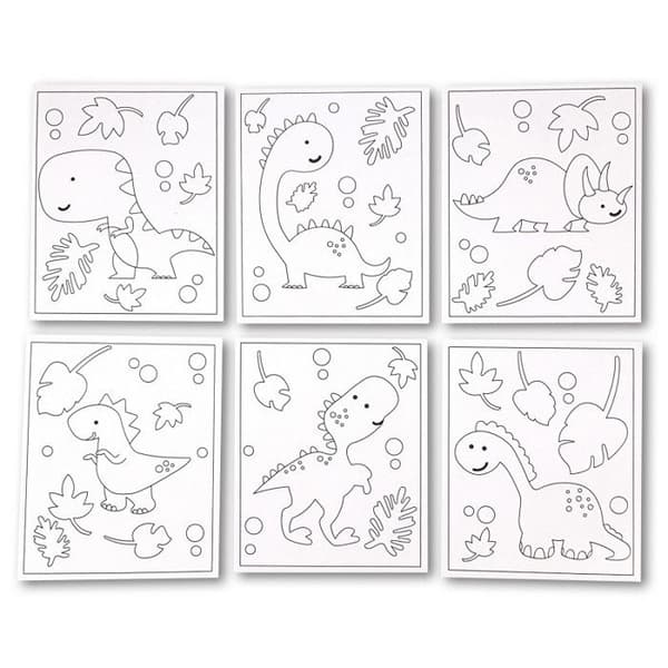 Dekorera kort - Ej specificerat - Temat bebisdinosaurier - 6 stycken - 13 cm x 16 cm - Vit
