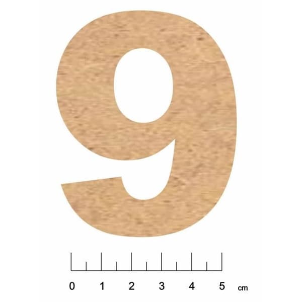 Siffror i självhäftande trä - Terra och Trä Skapelser - Siffra 9 - 7,5 cm - MDF - Brun