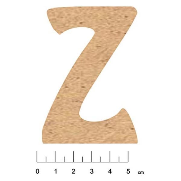 Klistret MDF-bokstav i trä 7,5 cm Bokstav Z