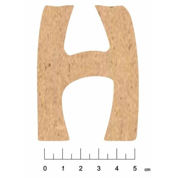 Klistret träbokstav - Erde och Trä Skapelser - H - 7,5 cm - Brunt - 3 mm tjocklek