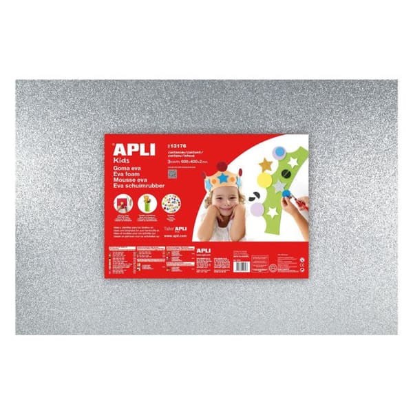 Gummi EVA-skum 40x60 cm - Glittrande silver - APLI AGIPA