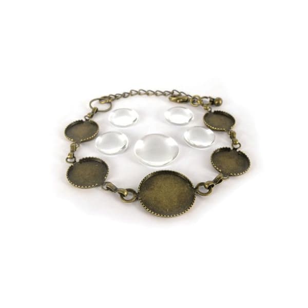 Armband att dekorera med rund cabochon i brons