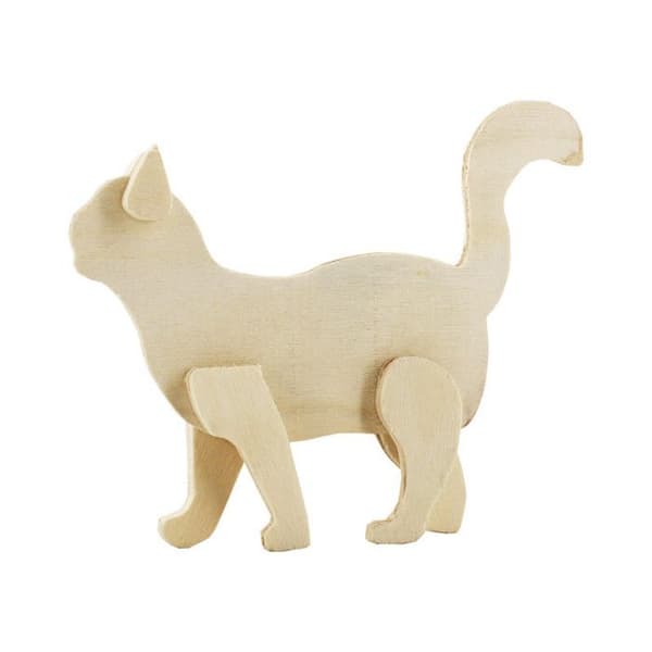 Chat - Anpassningsbara djur - Naturligt trä - Träfigur