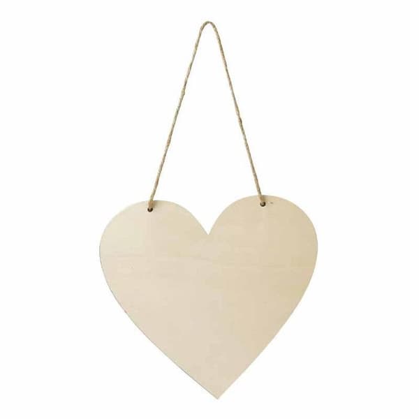 Hjärta att hänga - MegaCrea DIY - 20 x 20 cm - Naturligt trä - För barn - Mixad