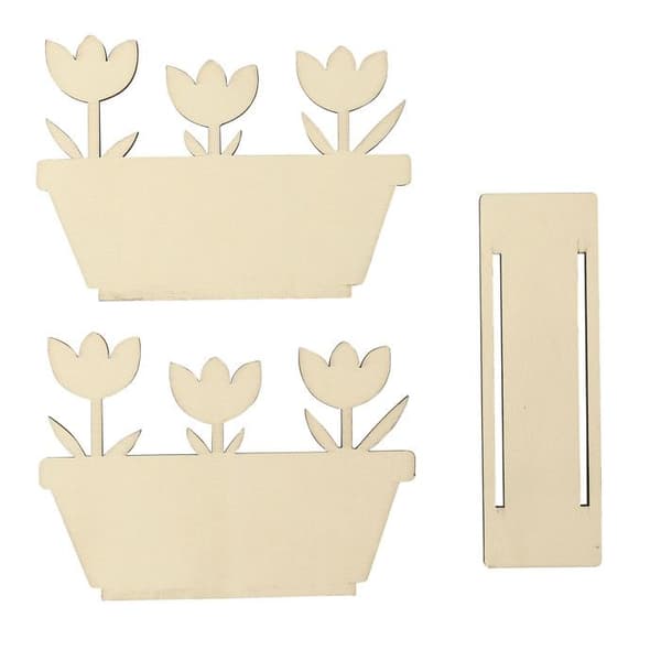 Porte-courrier - MegaCrea DIY - Tulpaner - Litet trä - 14 x 10 cm - 3 stycken