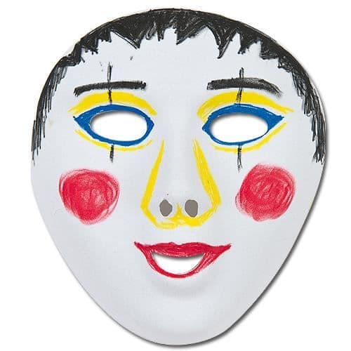 Parti med 8 vita masker att färglägga - Kreativa fritidsintressen för barn. Perfekt för karneval