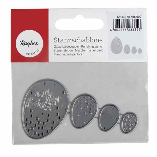 Utklippningsmallar - RAYHER - Påskägg - 4 stycken - 1,5-4,5 cm - Tjocka material