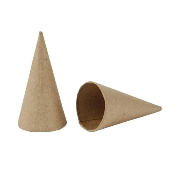 Set med koner av papier-maché att dekorera - 8 cm - 10 st
