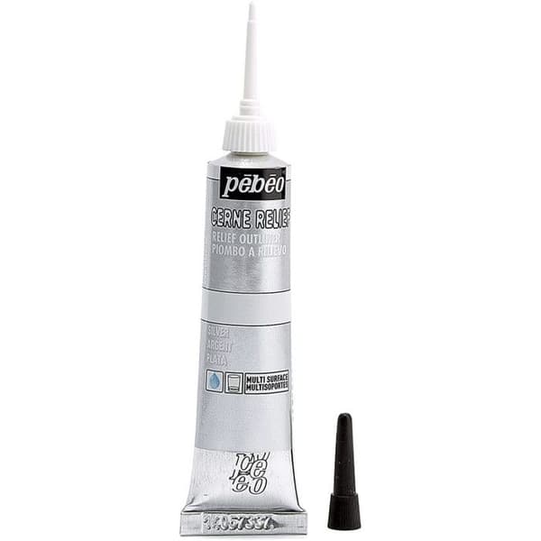 Cerne relief - Pébéo - Silver - Tube 20 ml - Fin applikator - Maximal precision