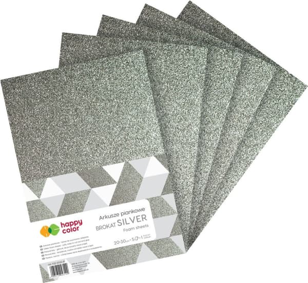 Happy Color Foam 20x30 cm 5 ark Silverglitter