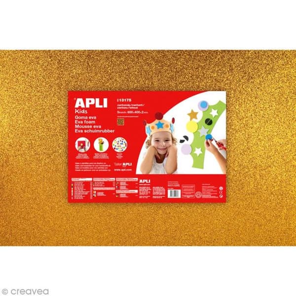 EVA gummiskum 40x60 cm - Glitter guld - APLI AGIPA