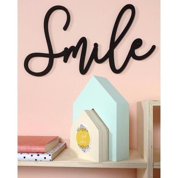 Träord - Artemio - Smile - 30 x 16,5 x 0,5 cm - Dekorativt - Anpassningsbar